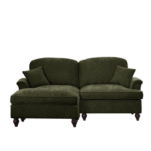 English Elm Elegant Mid Century Modular Two-Seater Sofa With Removable Skirts, Movable Ottoman, & Chic Design W3041S00347