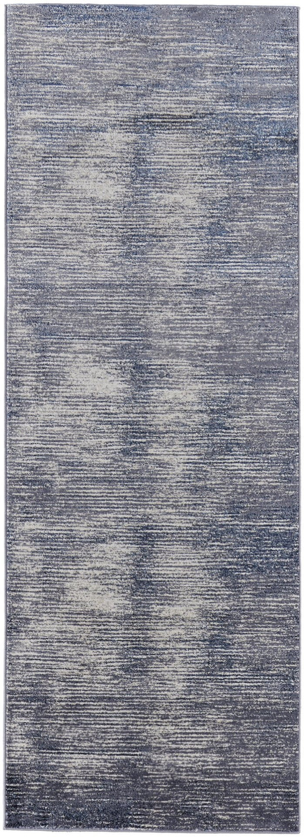 HomeRoots 4' Blue and Ivory Striped Area Rug - Distressed Power Loomed Design for Coastal Charm and Style 8' Runner 513900