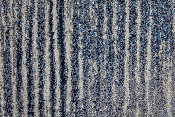 HomeRoots 4' Blue and Ivory Striped Area Rug - Distressed Power Loomed Design for Coastal Charm and Style 8' Runner 513900