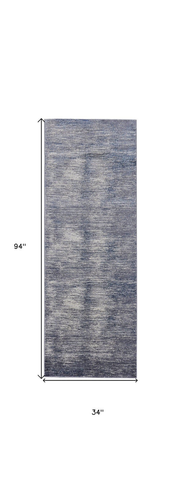 HomeRoots 4' Blue and Ivory Striped Area Rug - Distressed Power Loomed Design for Coastal Charm and Style 8' Runner 513900