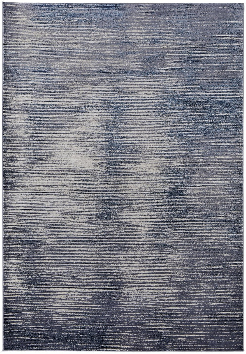 HomeRoots 4' Blue and Ivory Striped Area Rug - Distressed Power Loomed Design for Coastal Charm and Style 12' X 15' 513901