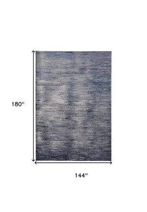 HomeRoots 4' Blue and Ivory Striped Area Rug - Distressed Power Loomed Design for Coastal Charm and Style 12' X 15' 513901