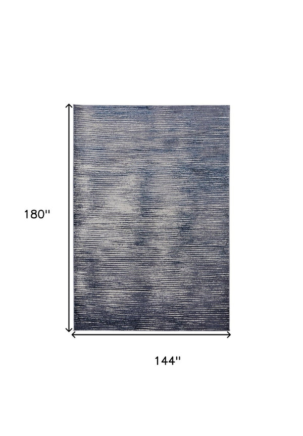 HomeRoots 4' Blue and Ivory Striped Area Rug - Distressed Power Loomed Design for Coastal Charm and Style 12' X 15' 513901