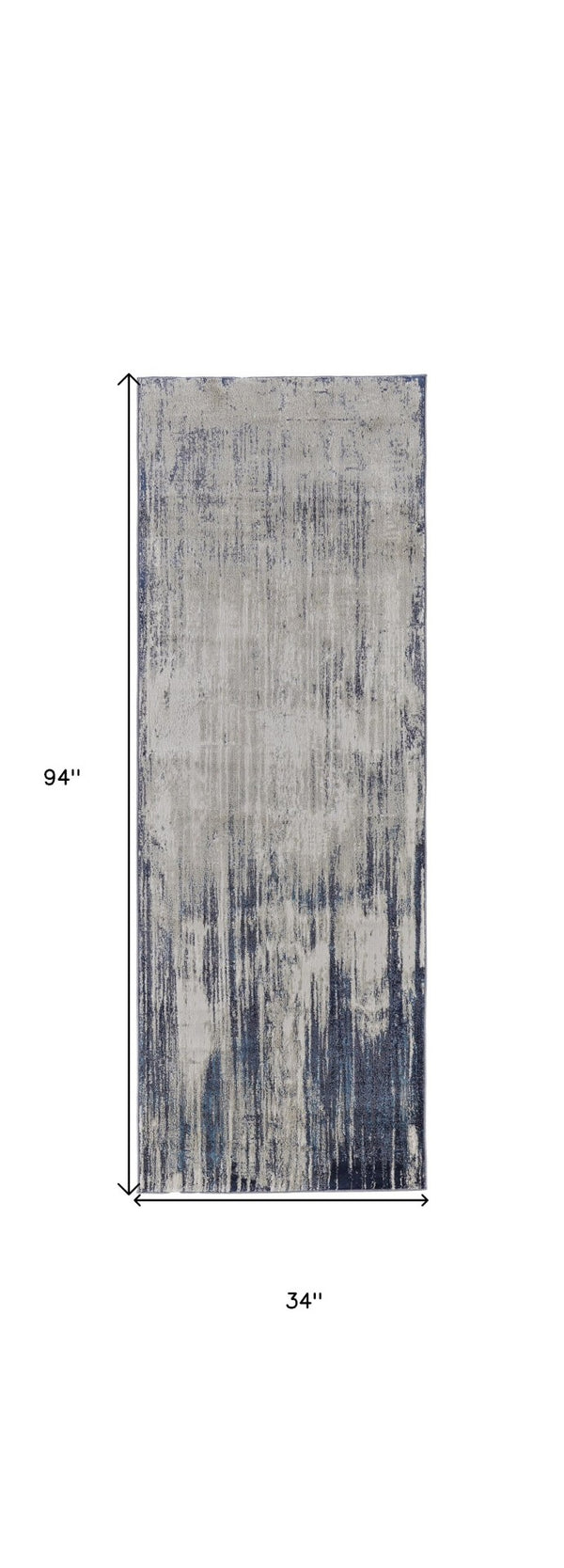 HomeRoots 4' Abstract Tan Blue Ivory Distressed Area Rug - Modern Power Loomed Design for Stylish Interiors 8' Runner 513908