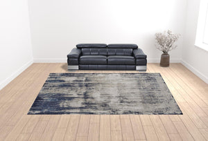 HomeRoots 4' Abstract Tan Blue Ivory Distressed Area Rug - Modern Power Loomed Design for Stylish Interiors 12' X 15' 513909