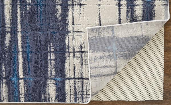 HomeRoots 4' Stylish Ivory and Blue Abstract Area Rug – Durable Power-Loomed Design for Modern Living Spaces 4' X 6' 513910