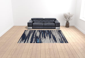 HomeRoots 4' Stylish Ivory and Blue Abstract Area Rug – Durable Power-Loomed Design for Modern Living Spaces 9' X 12' 513914