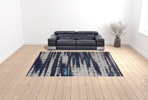 HomeRoots 4' Stylish Ivory and Blue Abstract Area Rug – Durable Power-Loomed Design for Modern Living Spaces 10' X 13' 513915