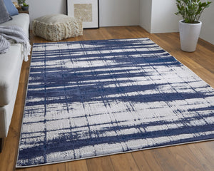 HomeRoots 4' Stylish Ivory and Blue Abstract Area Rug – Durable Power-Loomed Design for Modern Living Spaces 10' X 13' 513915