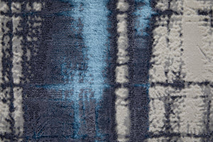 HomeRoots 4' Stylish Ivory and Blue Abstract Area Rug – Durable Power-Loomed Design for Modern Living Spaces 8' Runner 513916