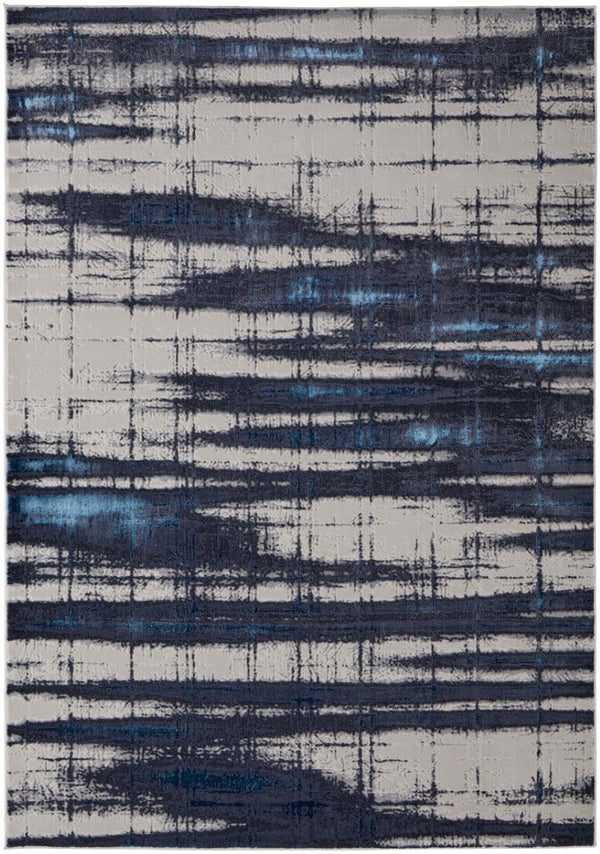 HomeRoots 4' Stylish Ivory and Blue Abstract Area Rug – Durable Power-Loomed Design for Modern Living Spaces 12' X 15' 513917