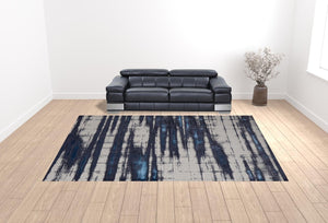 HomeRoots 4' Stylish Ivory and Blue Abstract Area Rug – Durable Power-Loomed Design for Modern Living Spaces 12' X 15' 513917