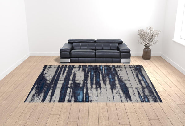 HomeRoots 4' Stylish Ivory and Blue Abstract Area Rug – Durable Power-Loomed Design for Modern Living Spaces 12' X 15' 513917