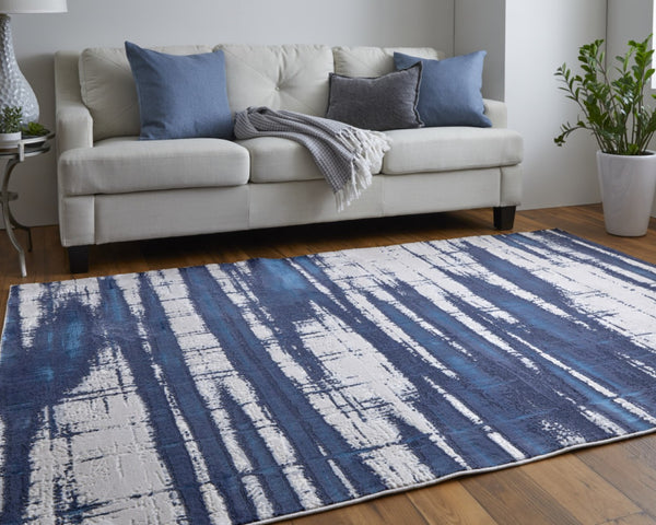 HomeRoots 4' Stylish Ivory and Blue Abstract Area Rug – Durable Power-Loomed Design for Modern Living Spaces 12' X 15' 513917