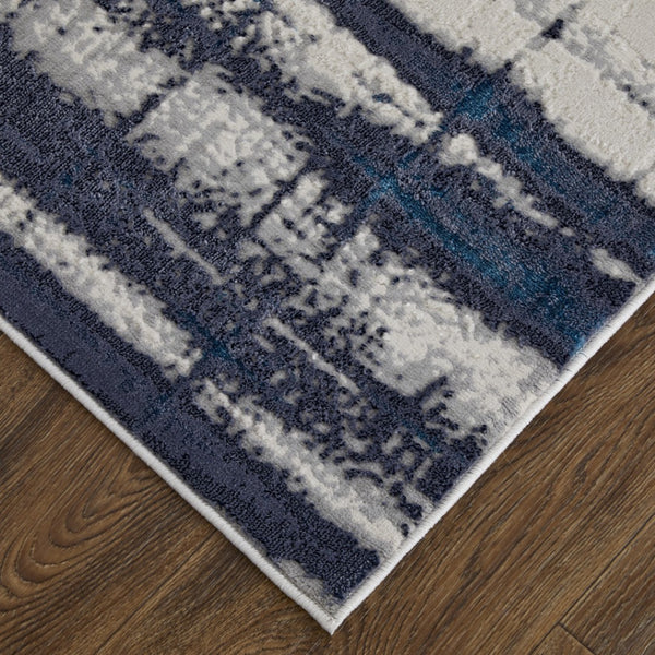 HomeRoots 4' Stylish Ivory and Blue Abstract Area Rug – Durable Power-Loomed Design for Modern Living Spaces 12' X 15' 513917
