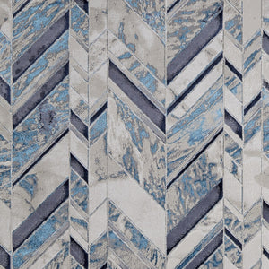 Homeroots 4' X 6' Ivory And Blue Chevron Power Loom Distressed Area Rug  Polypropylene,Polyester 513926