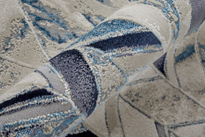 Homeroots 8' Ivory Blue And Gray Chevron Power Loom Distressed Runner Rug  Polyester 513932