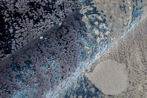 Homeroots 8' X 10' Ivory And Blue Abstract Power Loom Distressed Non Skid Area Rug  Polyester 513936