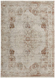 Homeroots 5' X 8' Tan And Ivory Floral Power Loom Distressed Non Skid Area Rug With Fringe  Polypropylene 513950