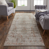 Homeroots 10' Tan And Ivory Floral Power Loom Distressed Non Skid Runner Rug  Polypropylene 513953