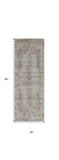 Homeroots 8' Tan Ivory And Orange Floral Power Loom Distressed Runner Rug With Fringe  Polypropylene 513954