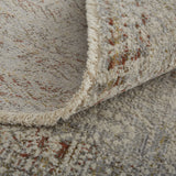 Homeroots 12' Tan Ivory And Orange Floral Power Loom Distressed Non Skid Runner Rug  Polypropylene 513955