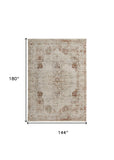 Homeroots 12' X 15' Tan Ivory And Orange Floral Power Loom Distressed Area Rug With Fringe  Polypropylene 513956