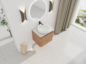 English Elm 24'' Wall-Mounted Bathroom Vanity With Stylish Ceramic Vessel Sink & Soft-Close Door For Small Spaces W999S00392