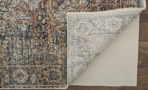 Homeroots 10' X 13' Tan Orange And Blue Floral Power Loom Distressed Area Rug With Fringe  Polypropylene 513968