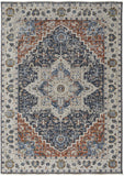 Homeroots 5' X 8' Ivory And Blue Floral Power Loom Non Skid Area Rug With Fringe  Polypropylene 513998