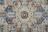 Homeroots 5' X 8' Ivory And Blue Floral Power Loom Non Skid Area Rug With Fringe  Polypropylene 513998