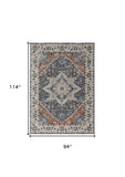 Homeroots 8' X 10' Ivory And Blue Floral Power Loom Non Skid Area Rug With Fringe  Polypropylene 513999