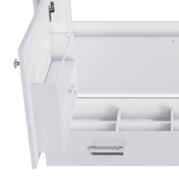 English Elm Modern 43 Inch Bathroom Vanity Solid Wood Cabinet with Soft Close Drawers Storage W509S00170