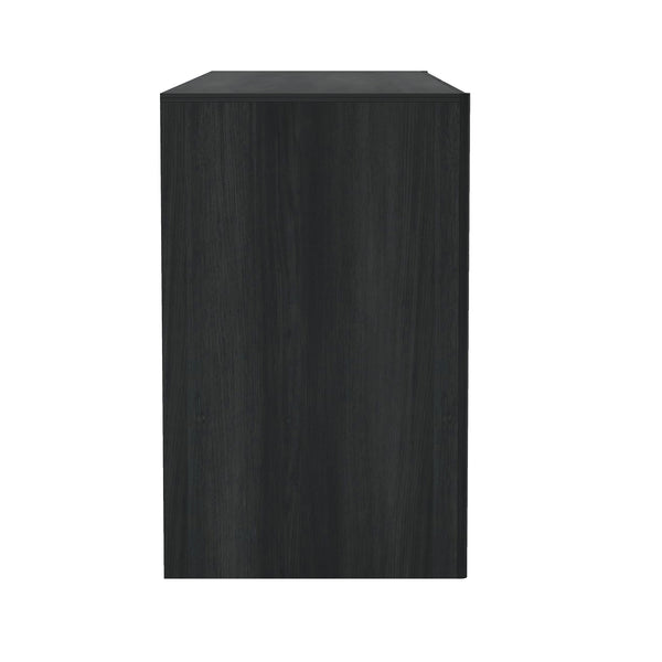 English Elm Linda 72" Dresser Charcoal Gray – 6-Drawer Minimalist Woodgrain Storage with Smooth Rounded Fronts B365S00066