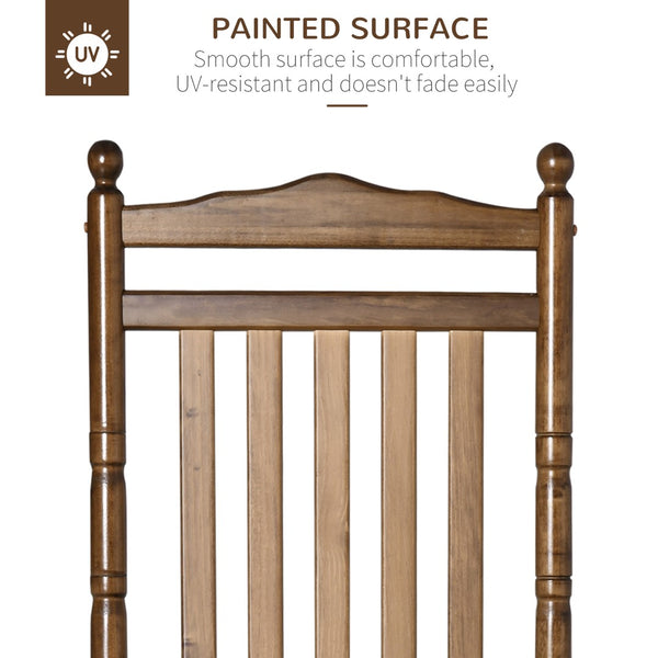 English Elm Outsunny Traditional High-Back Wooden Rocking Chair – Elegant Comfort For Indoor/Outdoor Spaces W2225P217093-GIGA