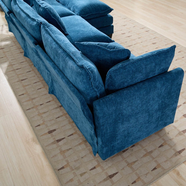 English Elm Cloud Modular Two Seat Sofa Chenille Upholstered Cushioned Couch for Apartment Living Blue W1143P378634