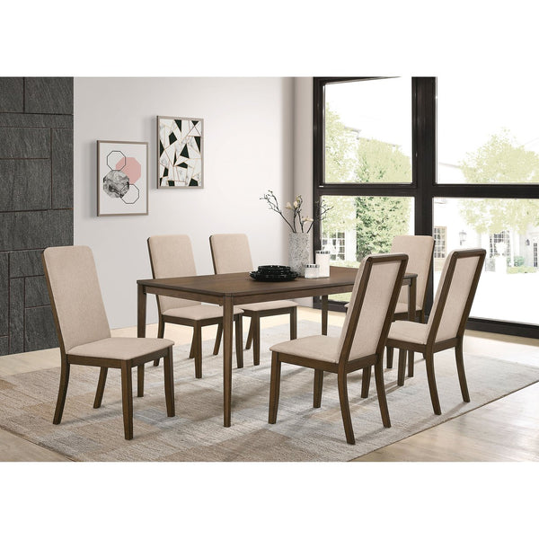 English Elm Breckenridge 7-Piece Dining Set In Medium Walnut & Latte - Stylish Comfort For Modern Homes B062S01031