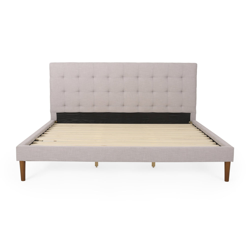 English Elm Christopher Knight Home® - UPHOLSTERY King Size Bed Light Grey Upholstered Button Tufted Headboard Contemporary Fabric Elegant Upgrade N761S6726603L