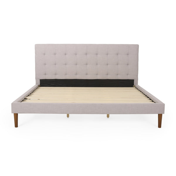 English Elm Christopher Knight Home® - UPHOLSTERY King Size Bed Light Grey Upholstered Button Tufted Headboard Contemporary Fabric Elegant Upgrade N761S6726603L