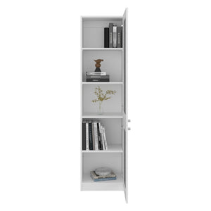 English Elm Home Vertical Freestanding Bookcase with Open Shelving and Enclosed Lower Cabinet White B070P487573