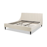 English Elm Aspen Vertical Tufted Headboard Platform Bed Set, King, French Beige Performance Velvet