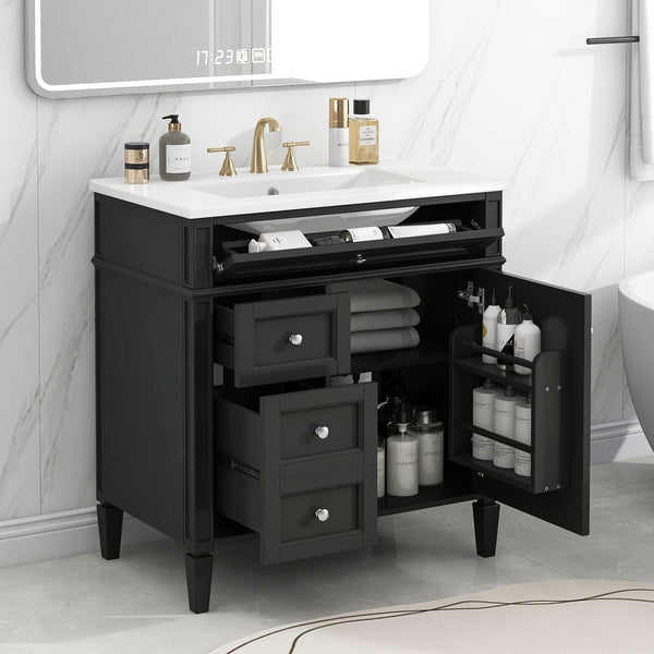 English Elm 30'' Modern Bathroom Vanity With Ceramic Sink & Soft-Close Drawers - Stylish Storage Solution! N710P206904B