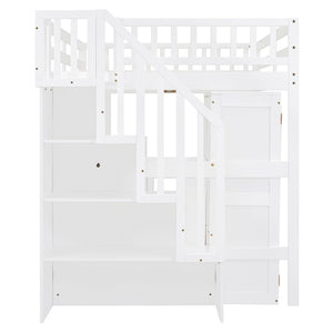 English Elm Queen Murphy Bed with Integrated Desk Cabinet Shelves Space Saving Studio Solution White N708S00014K