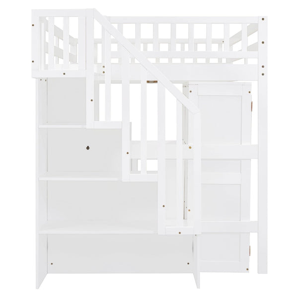 English Elm Queen Murphy Bed with Integrated Desk Cabinet Shelves Space Saving Studio Solution White N708S00014K