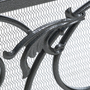 English Elm Christopher Knight Home® - WILMINGTON Darcie Wrought Iron Fireplace Screen with Ornate Victorian Detailing, Copper Brown Finish Black+Silver 55342.00