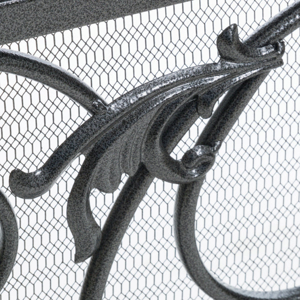 English Elm Christopher Knight Home® - WILMINGTON Darcie Wrought Iron Fireplace Screen with Ornate Victorian Detailing, Copper Brown Finish Black+Silver 55342.00