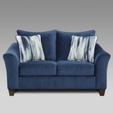 English Elm Camero Fabric Pillowback 2-Piece Living Room Set, Sofa and Loveseat, Navy Blue