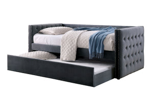 English Elm Gray Twin Bunk Bed Rustic Plank Wood Brazilian Pine Solid Wood Ladder Headboard Footboard, 78"W x 61"H Gray 44 L x 38 W x 11 H B2741S00483