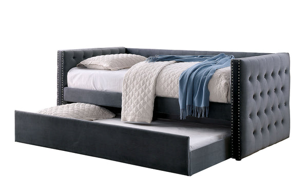 English Elm Gray Twin Bunk Bed Rustic Plank Wood Brazilian Pine Solid Wood Ladder Headboard Footboard, 78"W x 61"H Gray 44 L x 38 W x 11 H B2741S00483