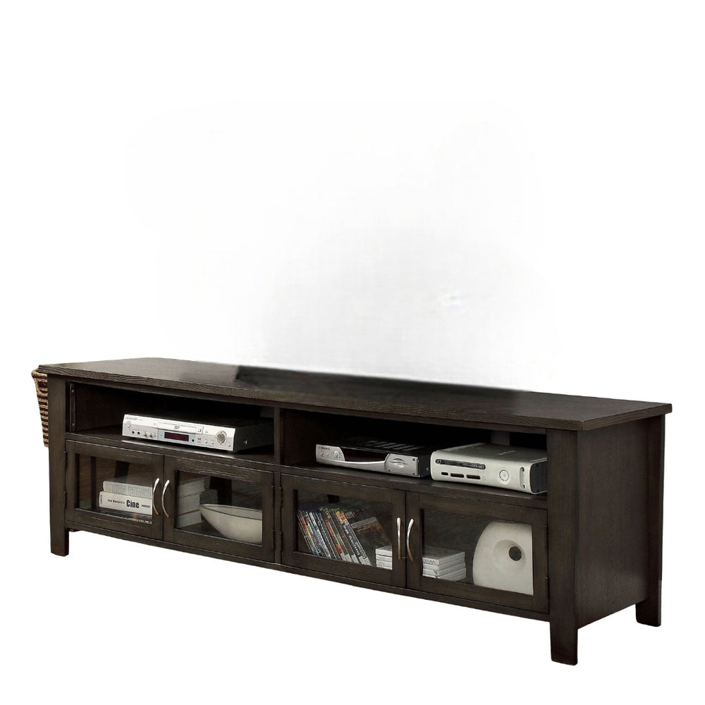 English Elm Transitional TV Console with Dual Cabinets and Open Shelves, 60" Media Stand with Rear Wire Access Gray 75 L x 24 W x 9 H B2741P361960
